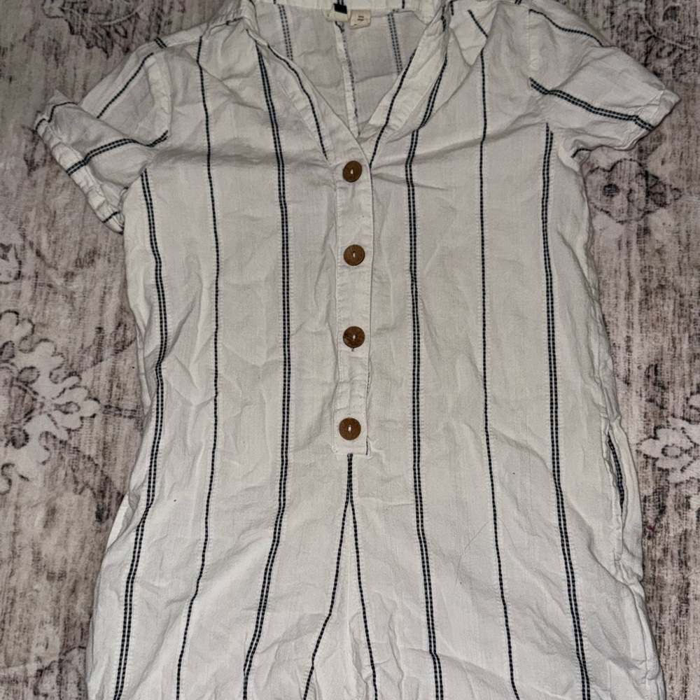 Roxy White and Navy Striped romper